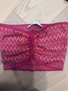 Zara Pink and Orange Zigzag Knit Bandeau
